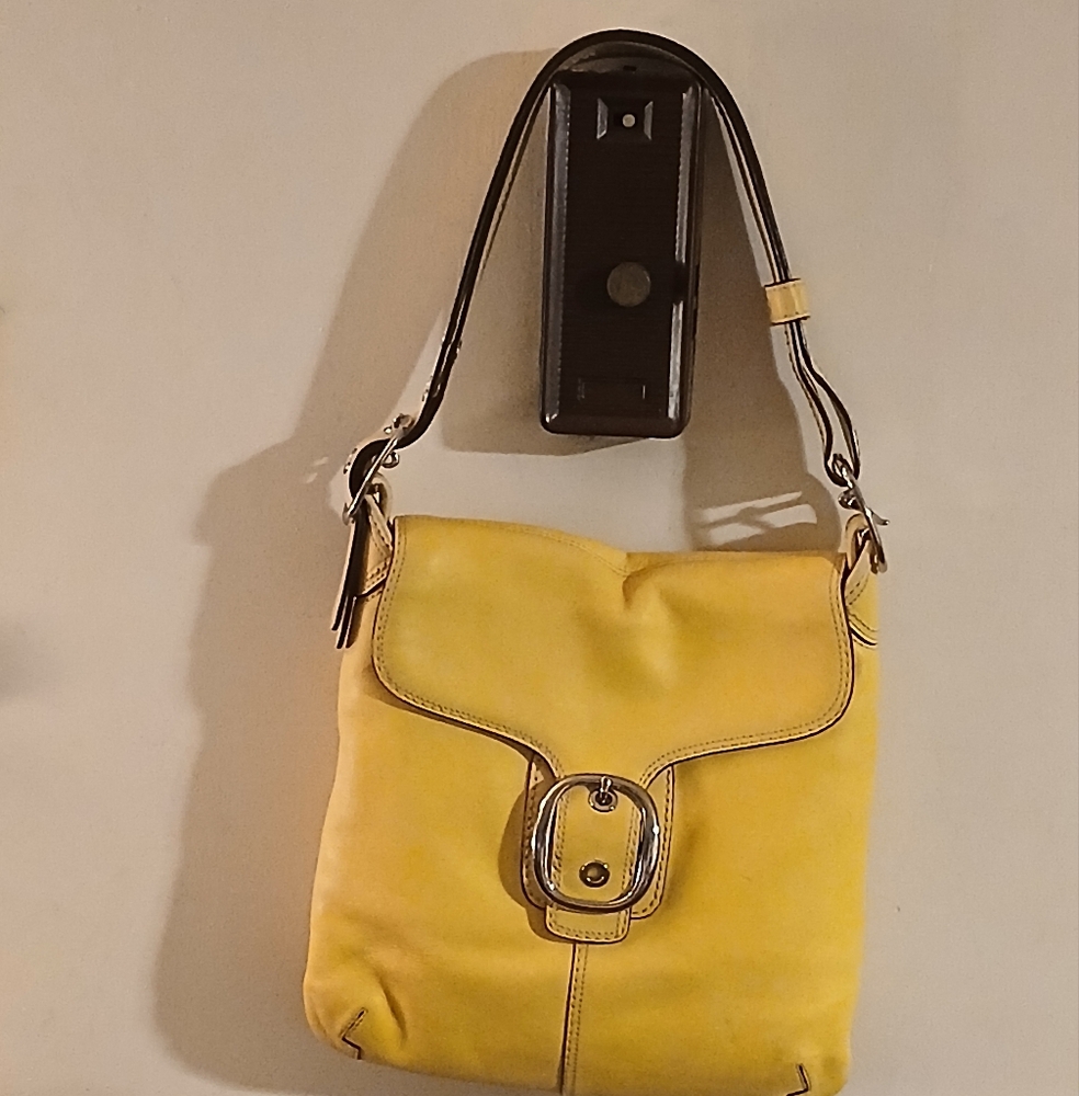 Coach Yellow Crossbody Bag with Gold Buckle